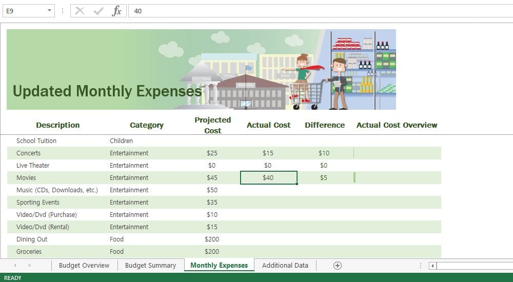 how do you create budget in excel