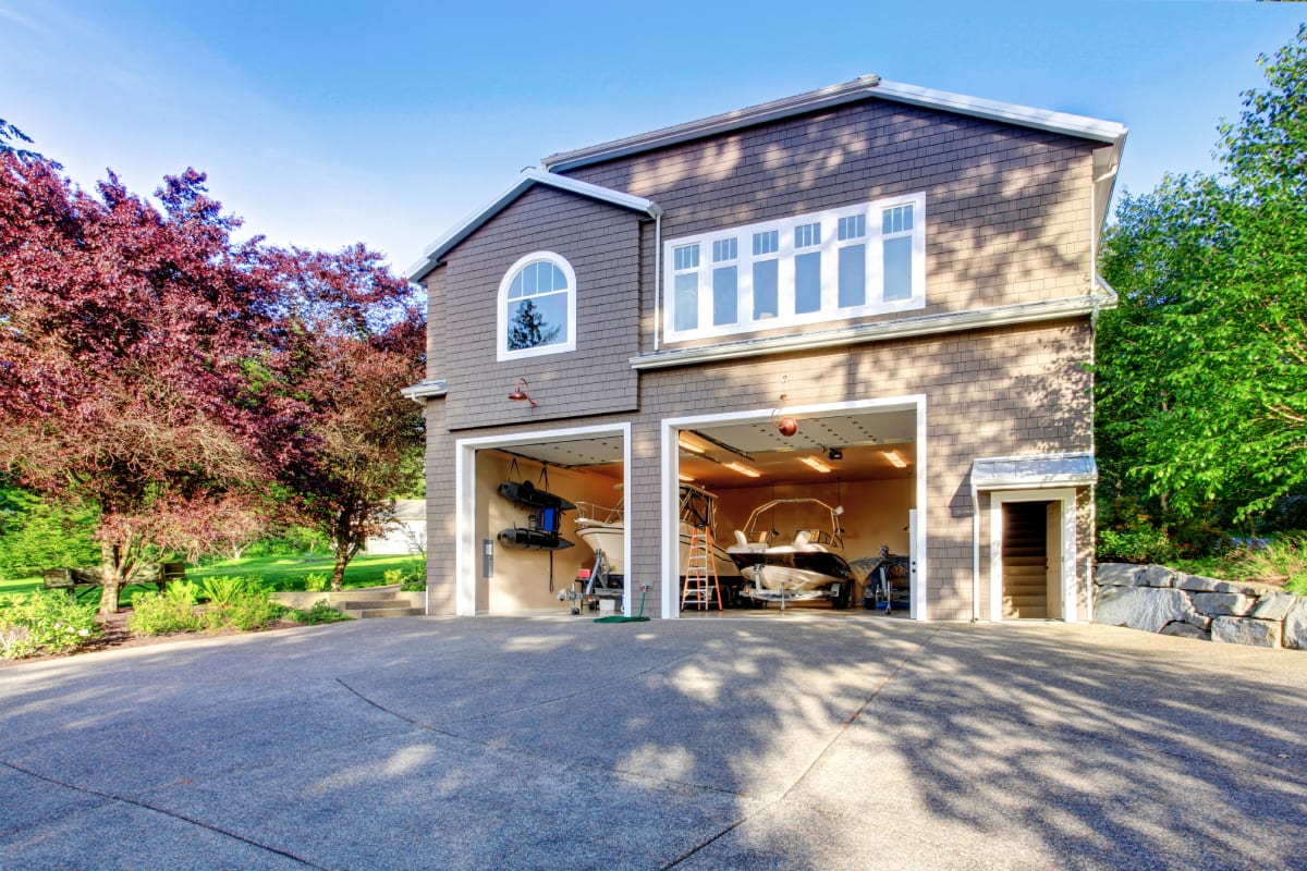 Boat Parked In Garage