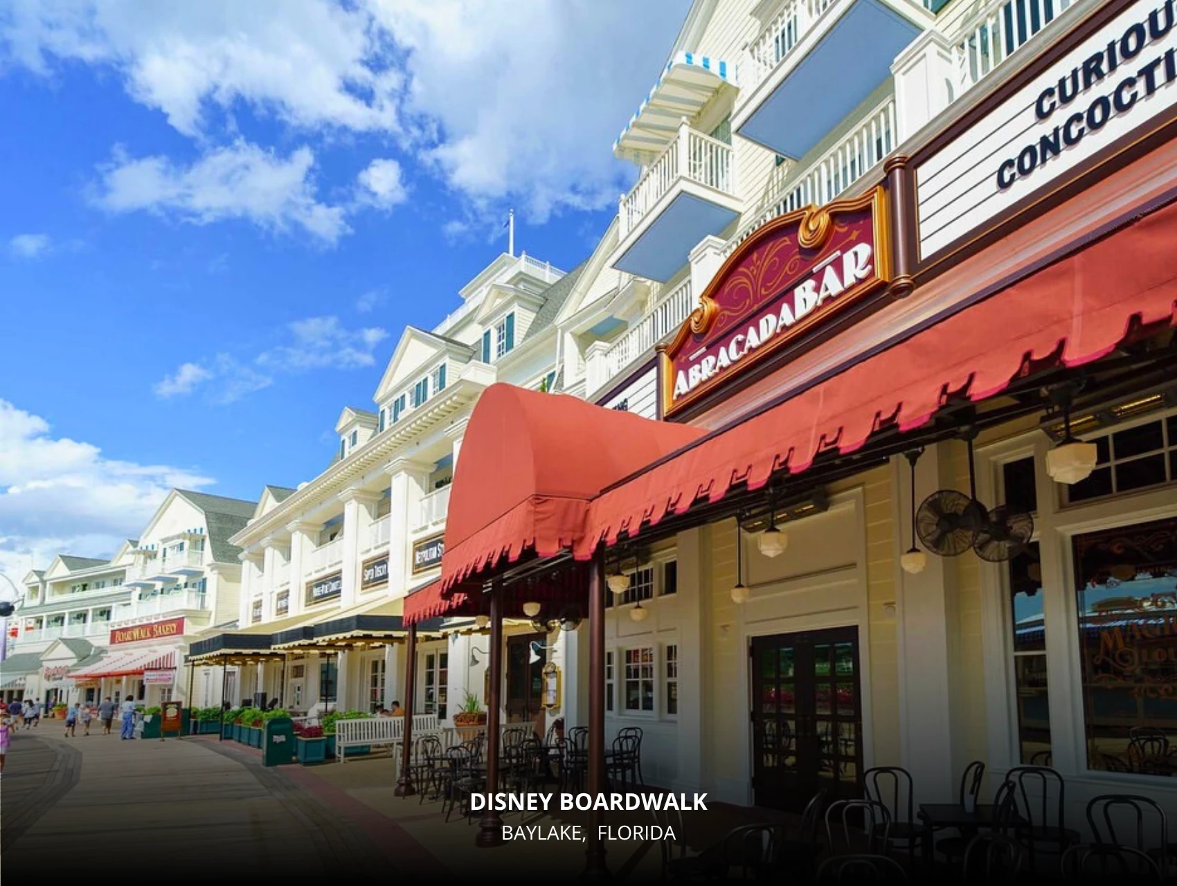 Disney BoardWalk with vibrant shops and restaurants – free things to do in Orlando