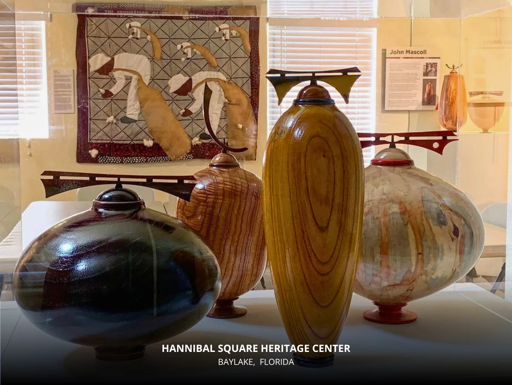 Wooden art display at Hannibal Square Heritage Center – free things to do in Orlando