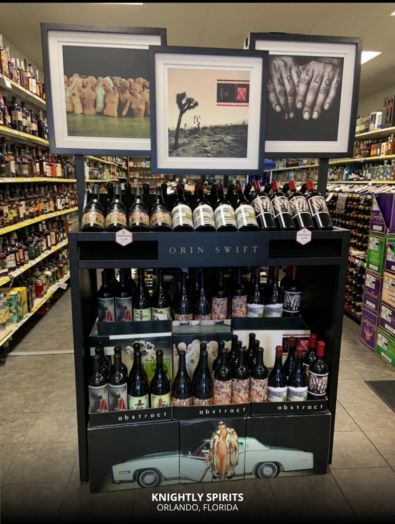 Wine display at Knightly Spirits in Orlando – free things to do in Orlando