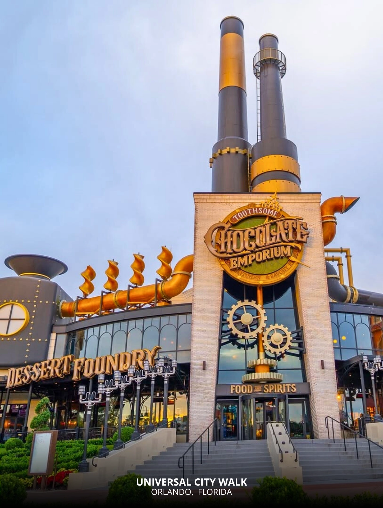 Universal City Walk Toothsome Chocolate Emporium exterior – free things to do in Orlando