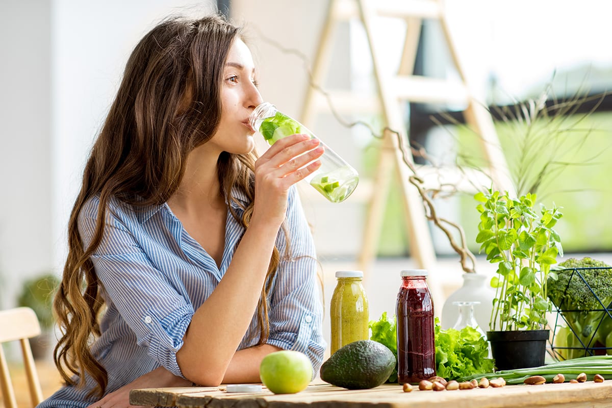 Woman Drinking a Healthy Beverage