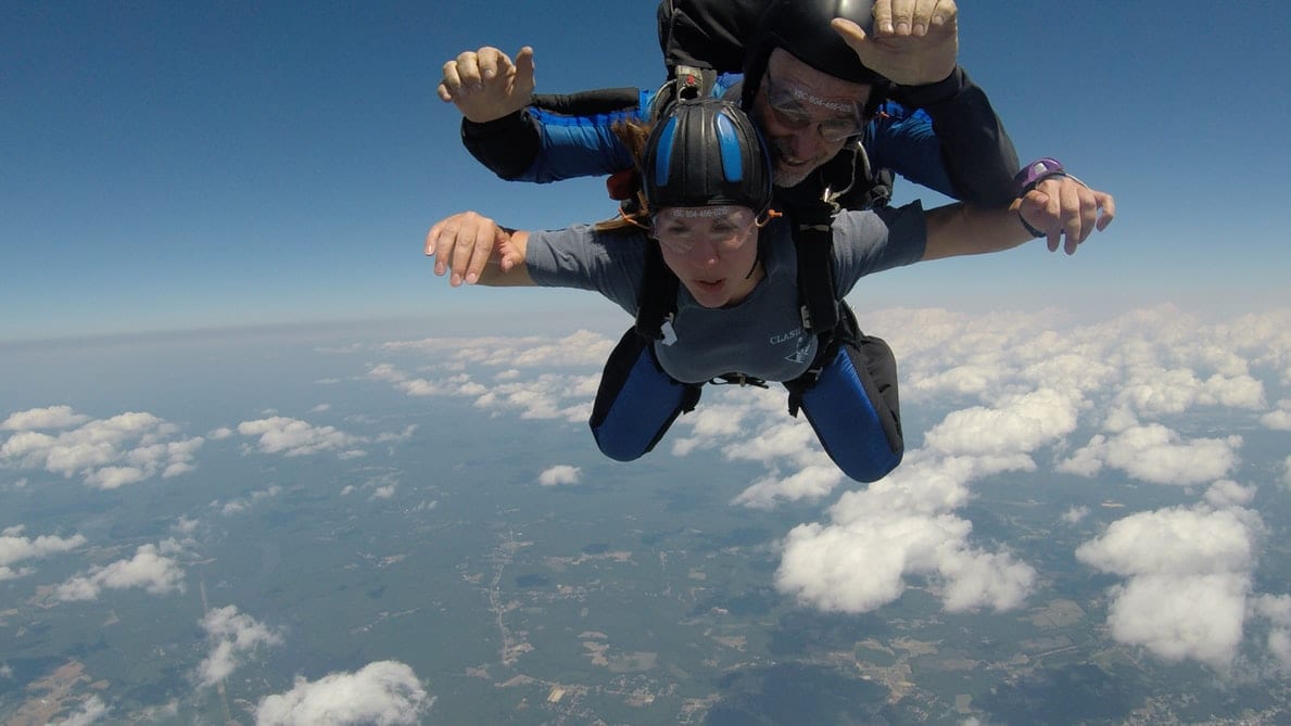 Couple Skydiving