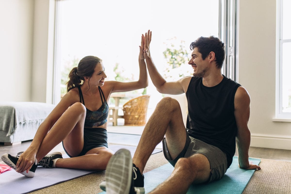 Couple Working out Together at Home