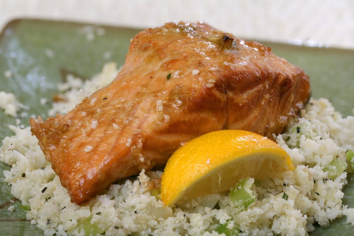 Grilled Salmon with Cauliflower Rice