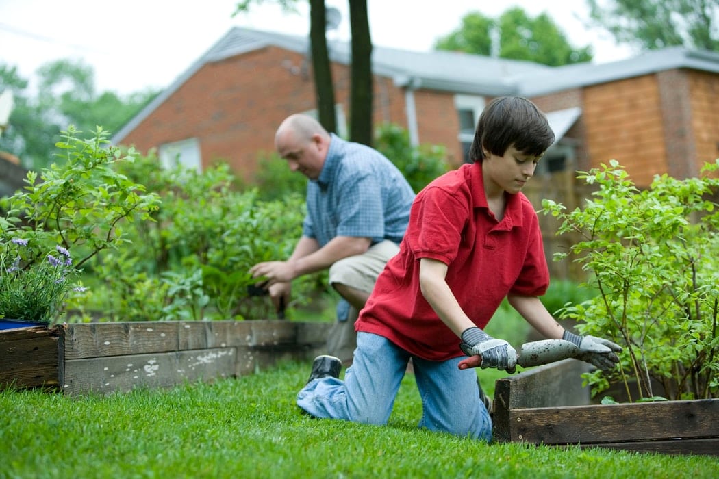 Boy Helping with Gardening