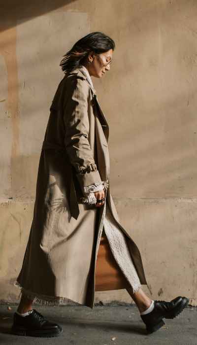 Classic Trench Coat Dress - Beige - SERUNA COLLECTION