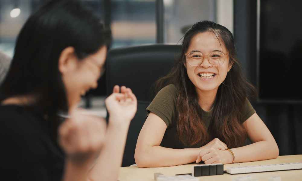 Two friends playing a boardgame