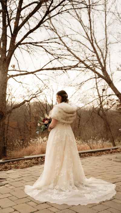 Winter Fairy Beaded Long Sleeve Empire Wedding Gown