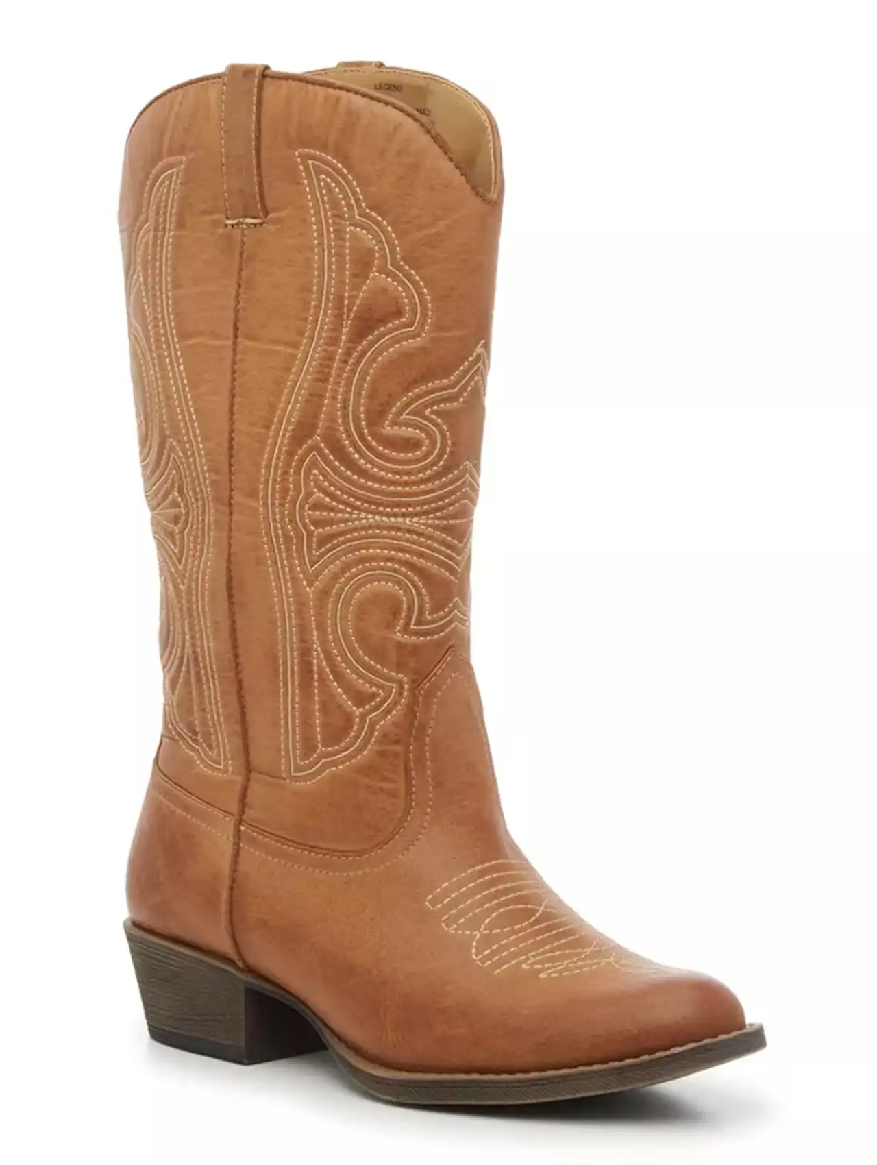 Botas cowboy marrón con bordado clásico, botas de invierno para mujer.