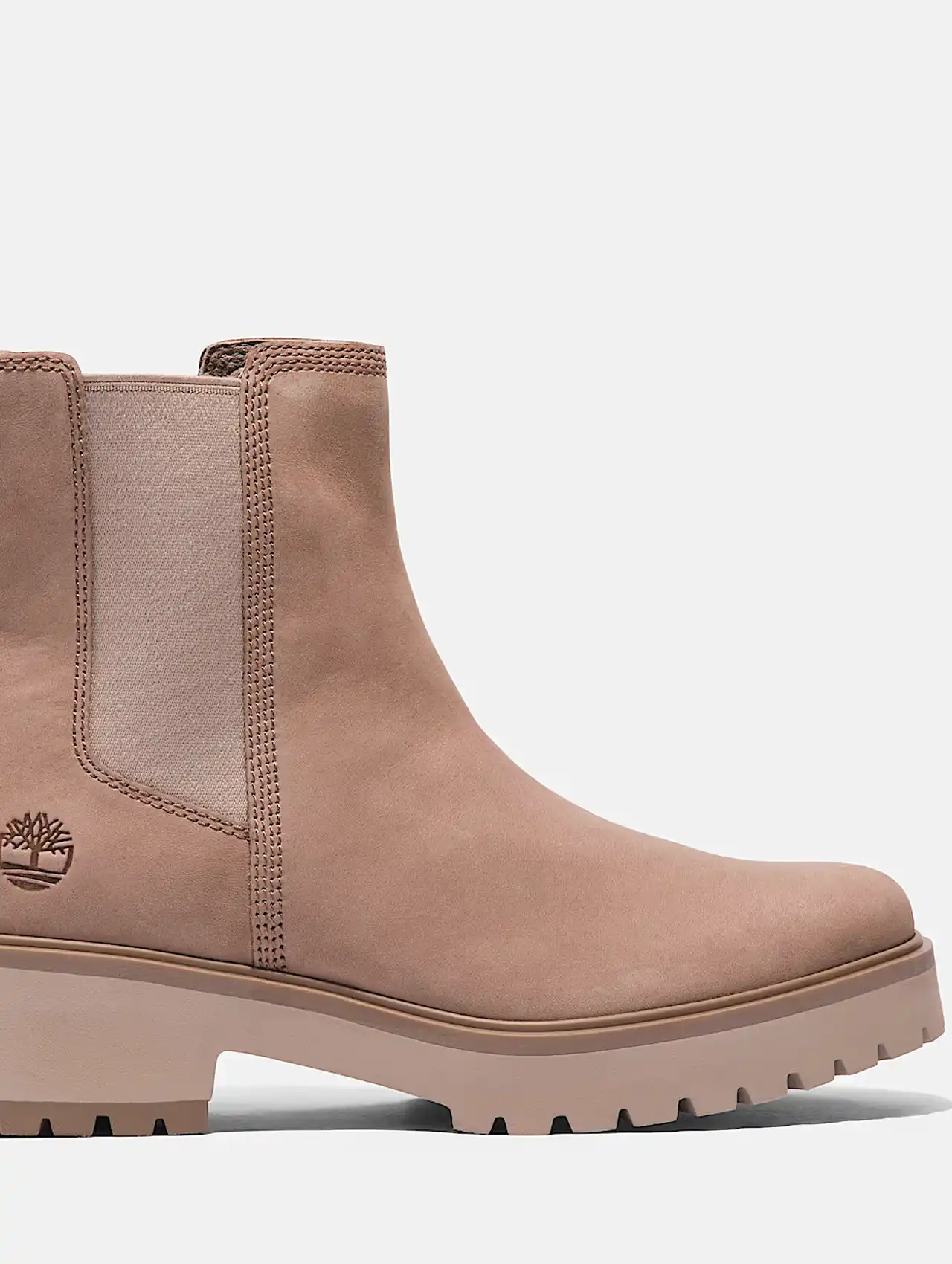 Botas de invierno para mujer tipo botines beige Timberland con suela robusta