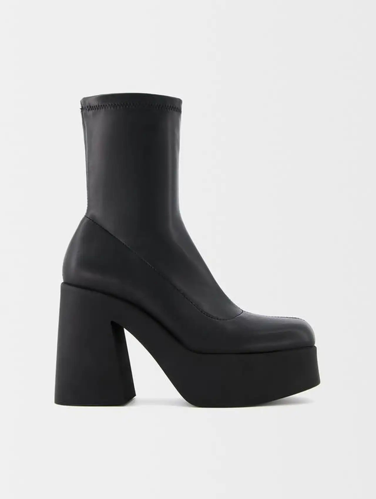 Bota negra con plataforma y tacón ancho moderno, botas de invierno para mujer.