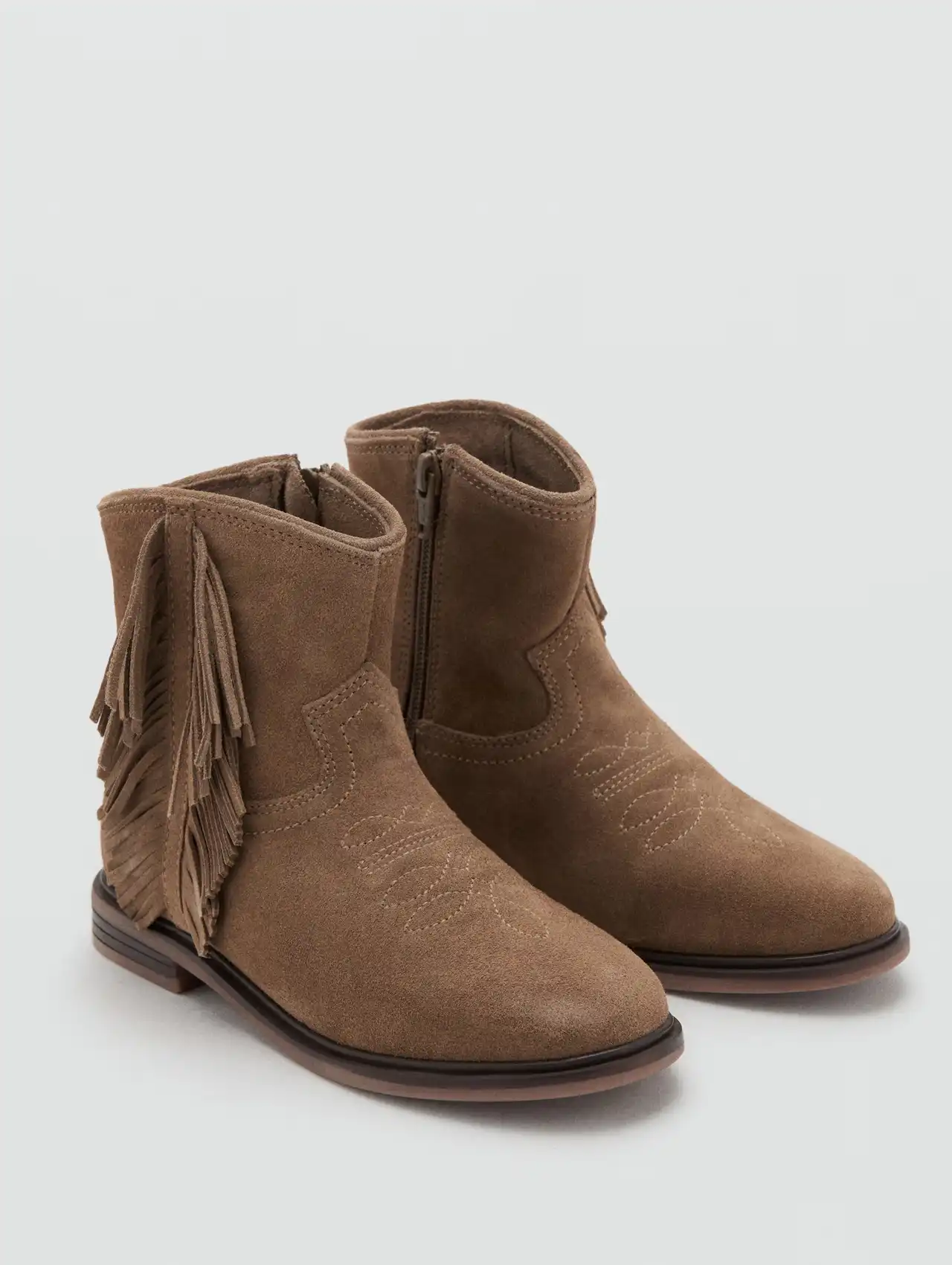 Botines marrones con flecos de gamuza, botas de invierno para mujer.