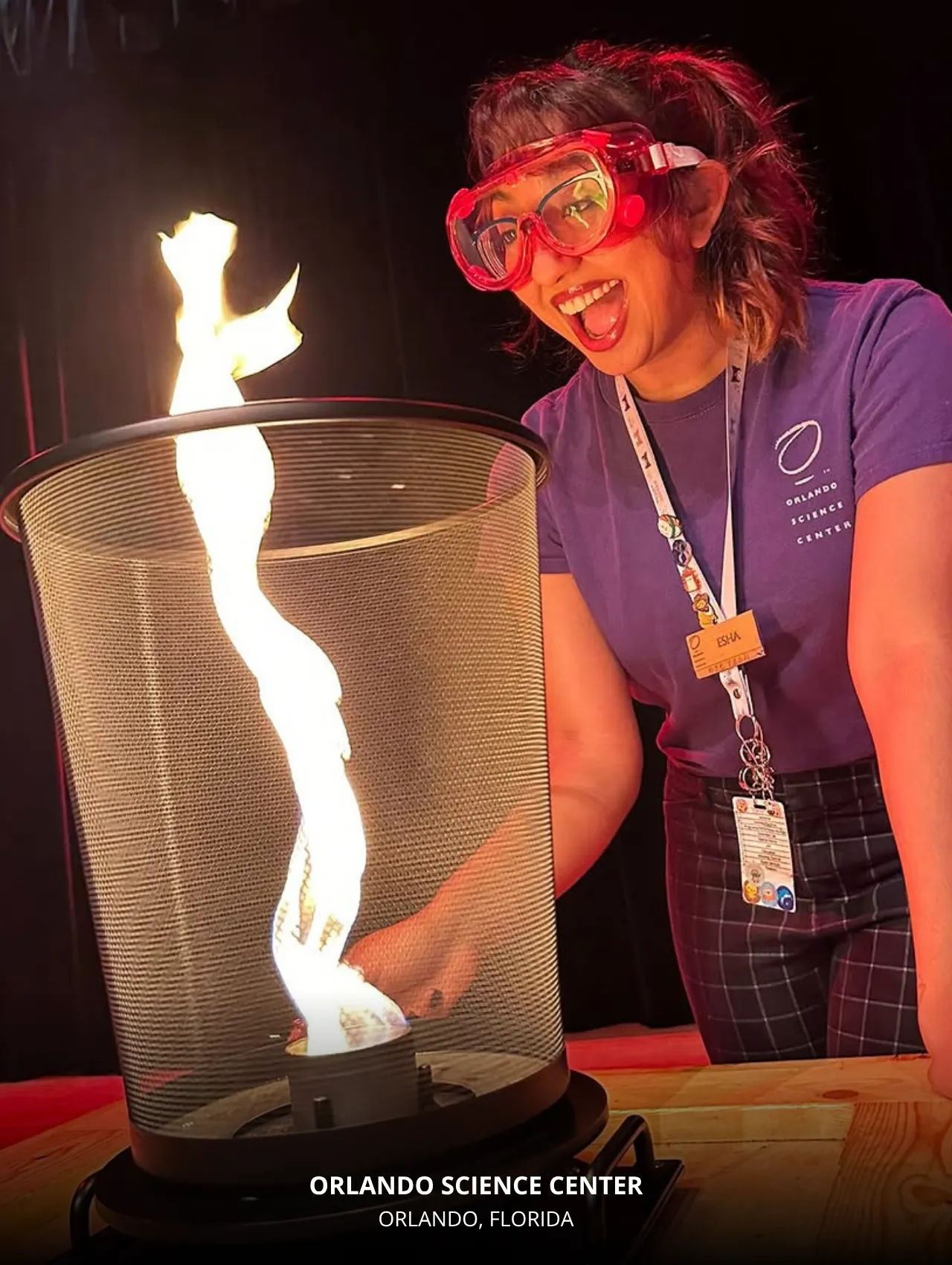 Demonstrator igniting a swirling flame at Orlando Science Center – 17 Interesting and Exciting Things to Do in Orlando with Kids.