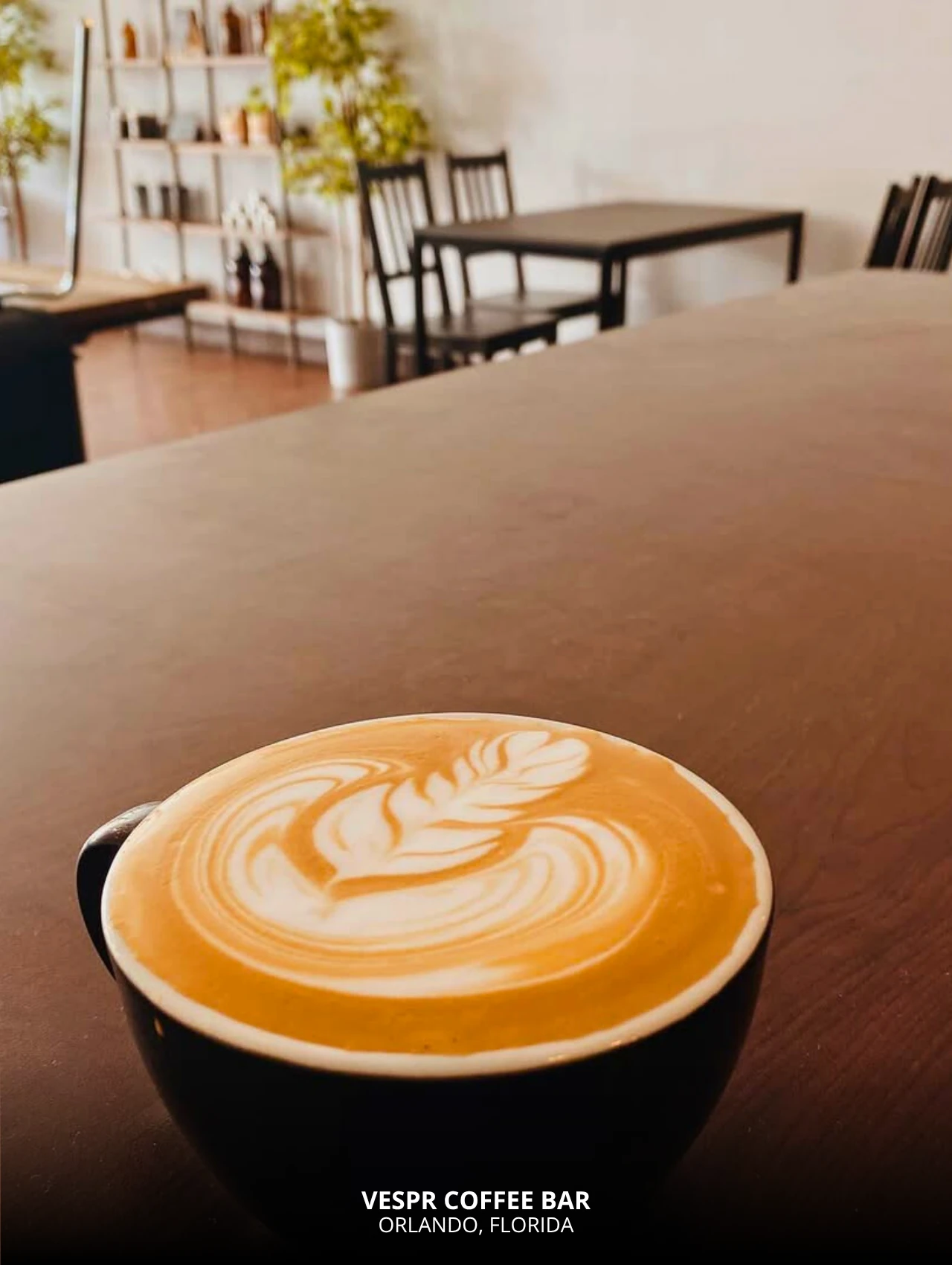 Latte Art Orlando cup at Vespr Coffee Bar