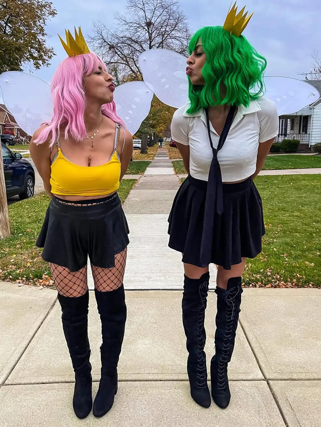 Cosmo and Wanda couple costume with fairy wings and crowns, most popular halloween costumes