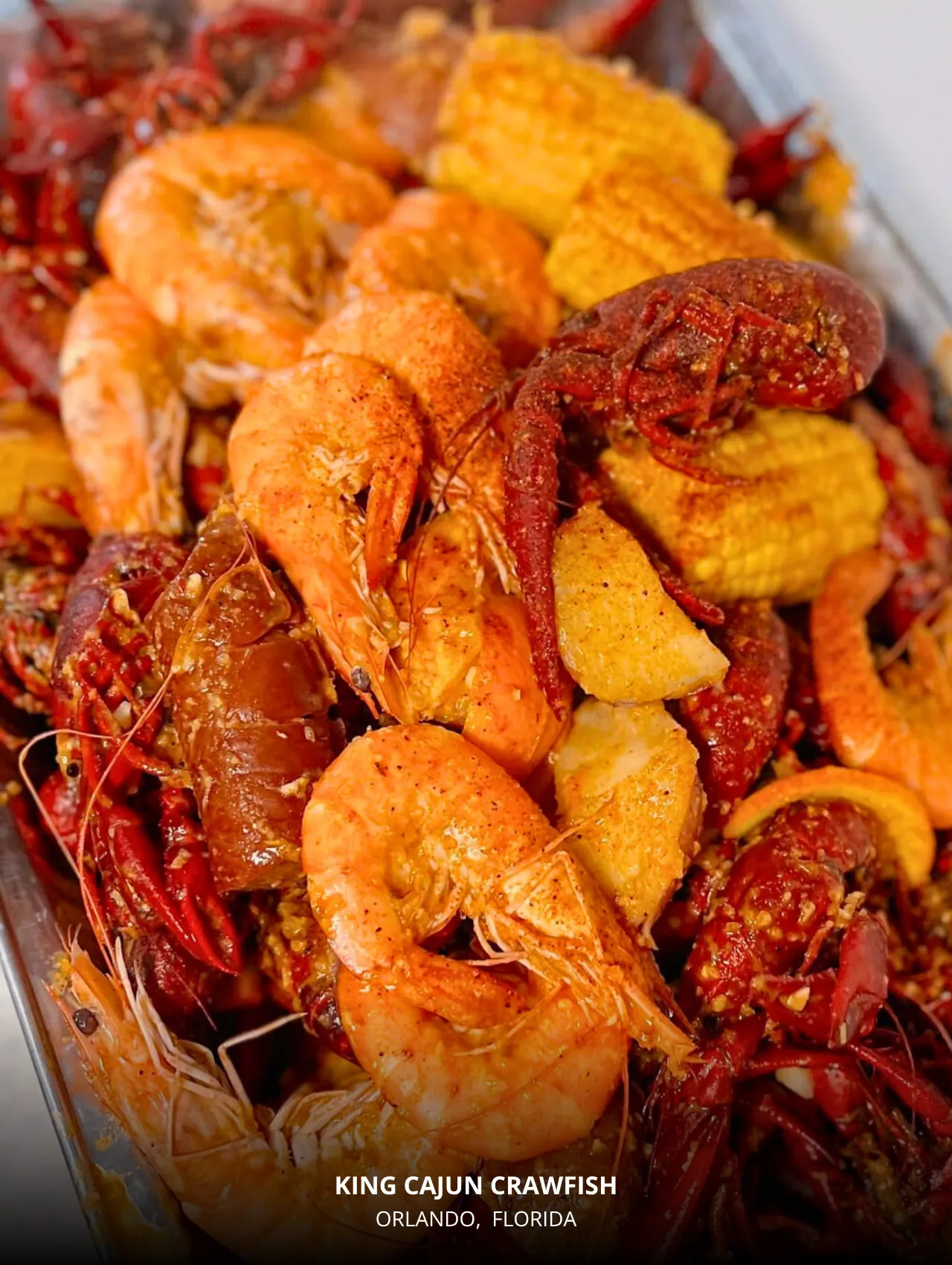 Boiled seafood platter from King Cajun Crawfish – a flavorful highlight among the best restaurants in Orlando.