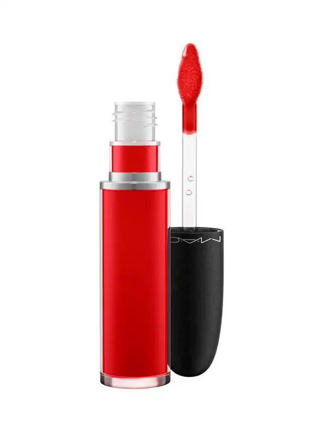 a red liquid lipstick with a brush