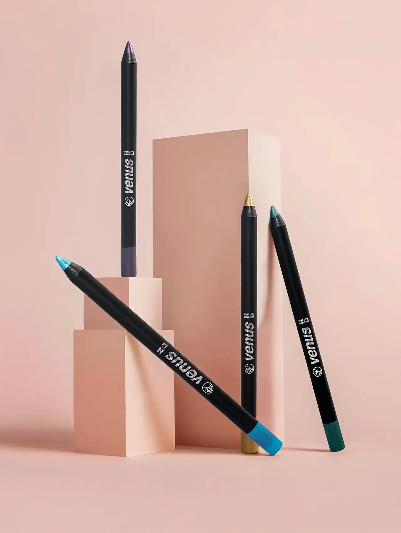 Lápices delineadores de colores con acabado de brillos
