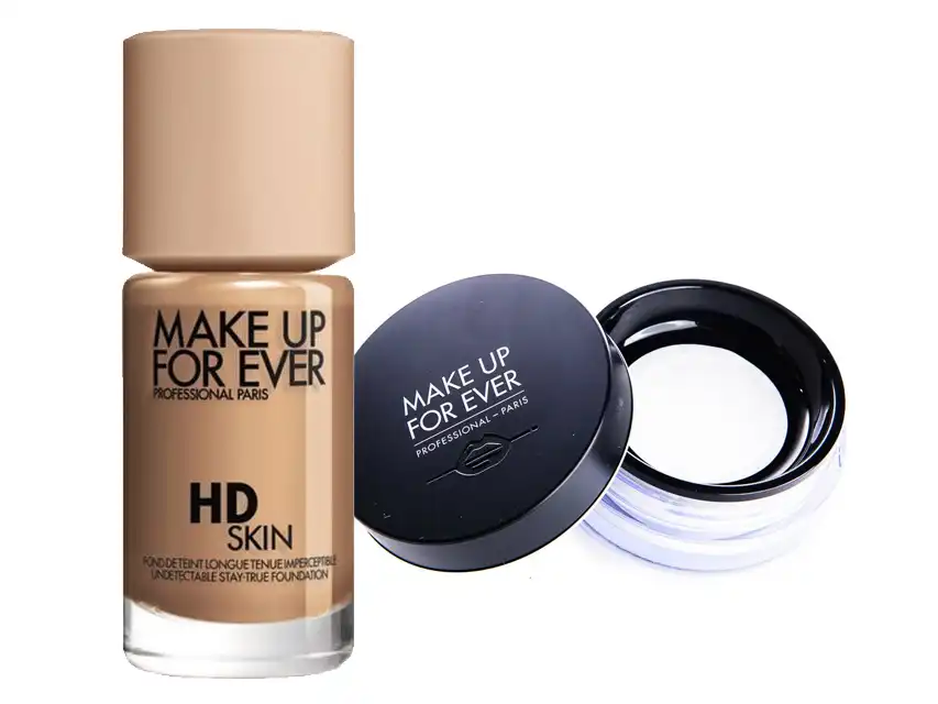 a bottle of foundation and a container of makeup