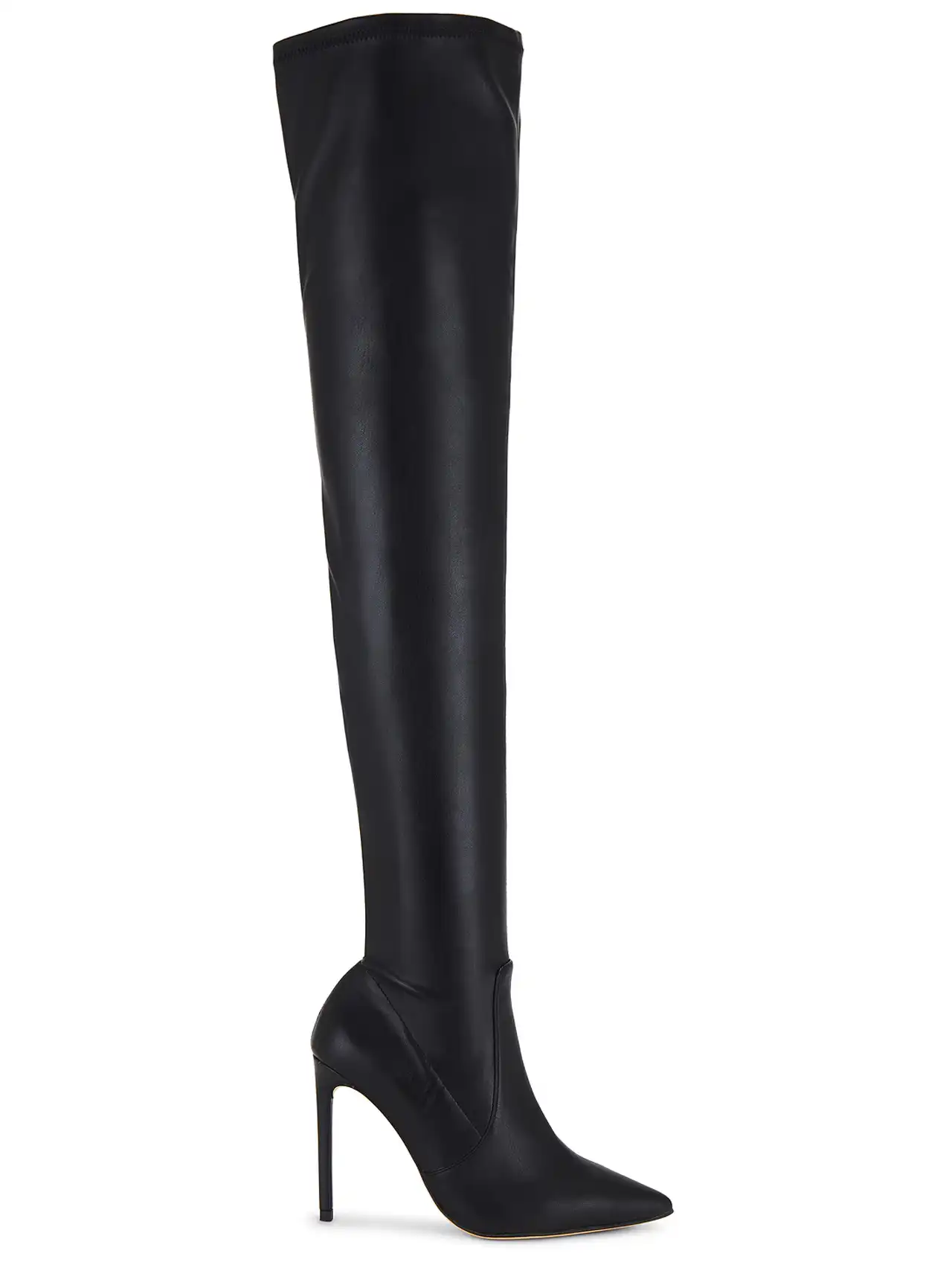 Black stiletto heel Avah boot, one of the best over-the-knee boots for evening wear.