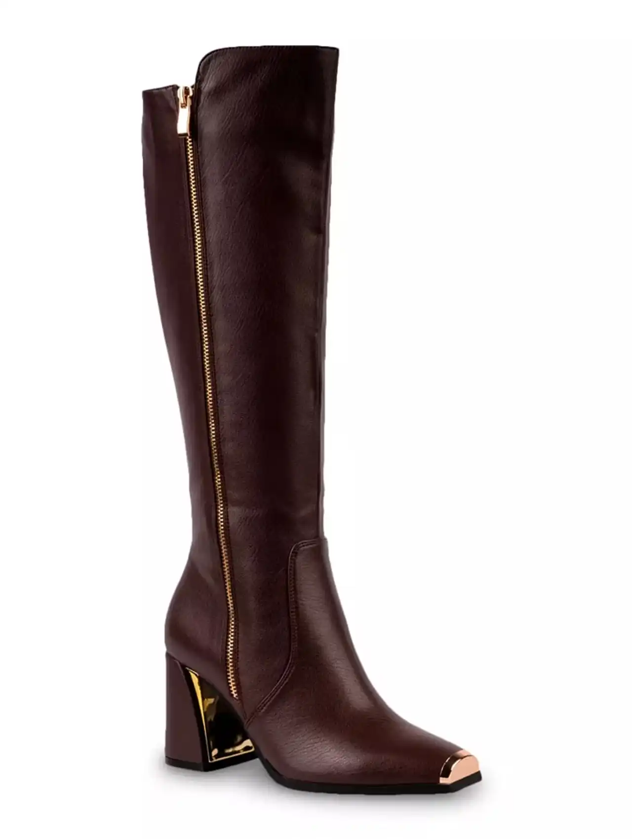 Brown Ninety Union Link boot with gold accents, best over-the-knee boots for classy looks.