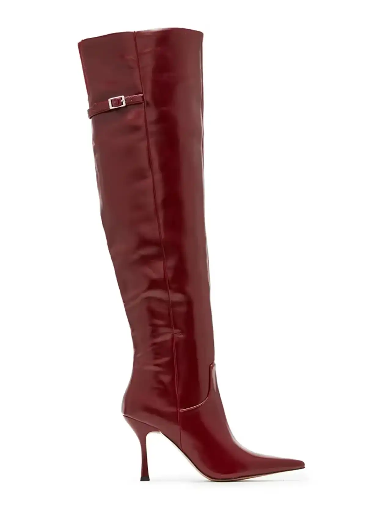 Red Steve Madden Dawn boot, best over-the-knee boots for bold statement outfits.