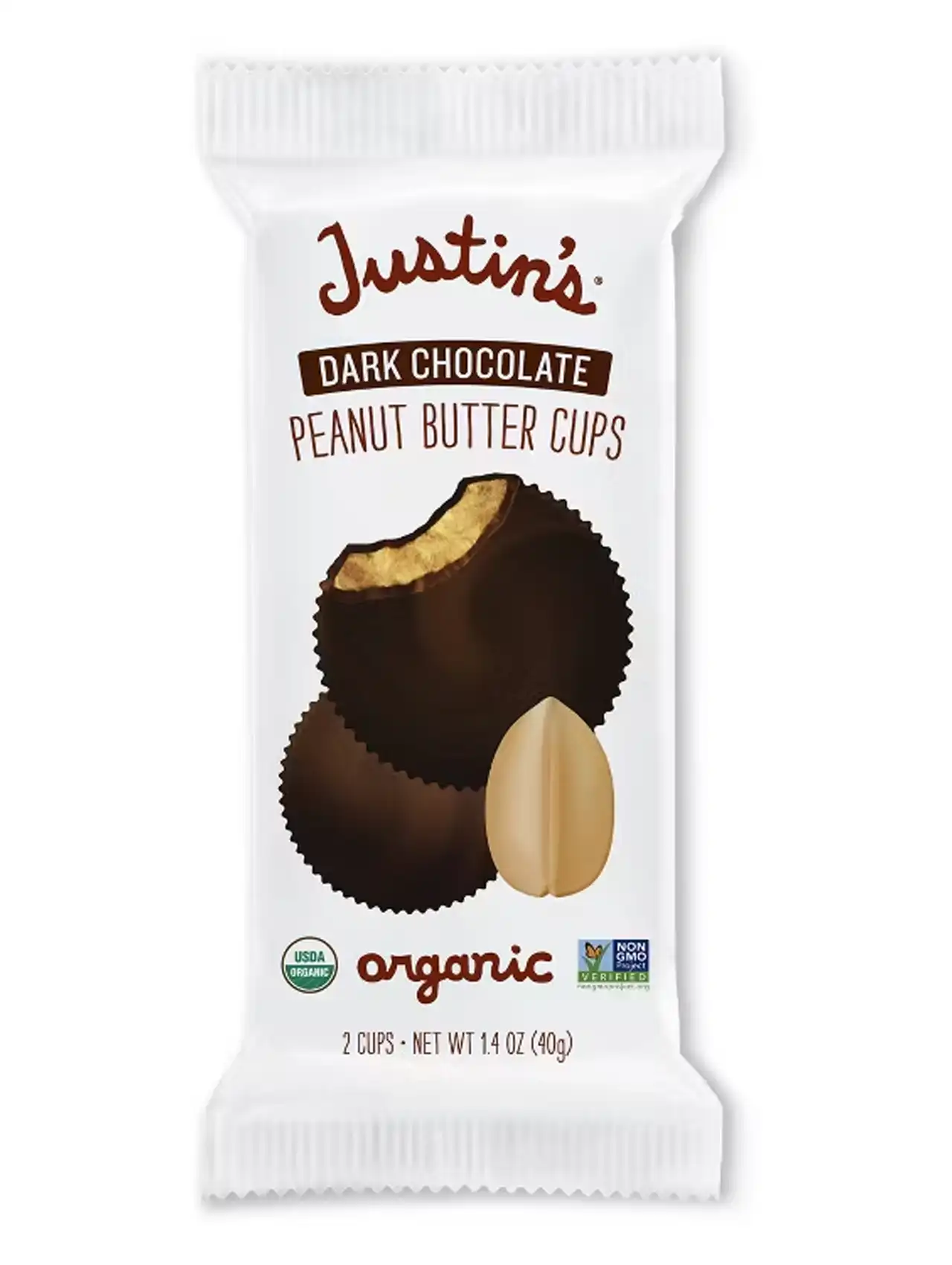 Justin’s dark chocolate peanut butter cups, organic vegan halloween candy