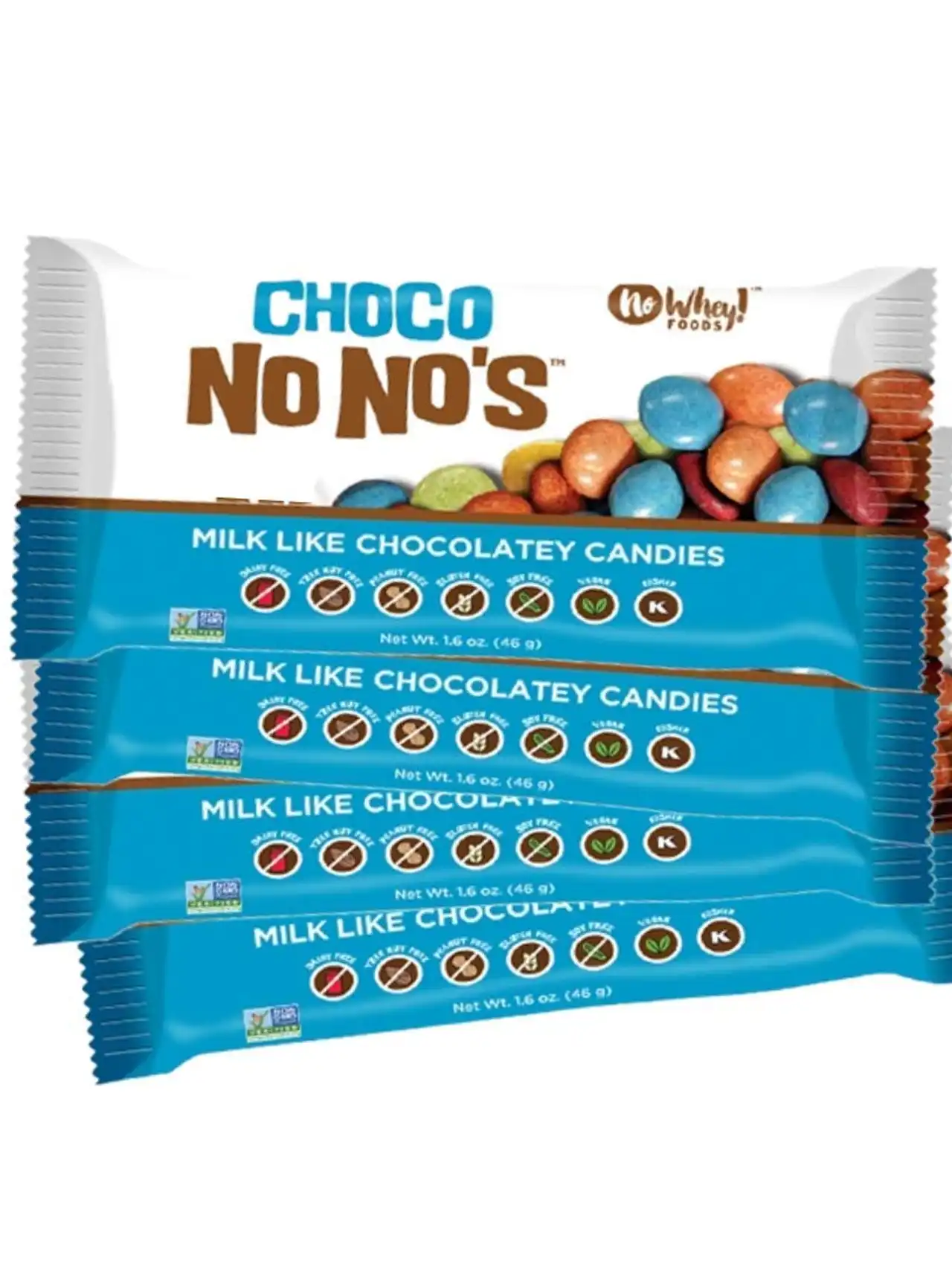 No Whey! Foods Choco No No’s milk-free chocolate candy, vegan halloween candy.