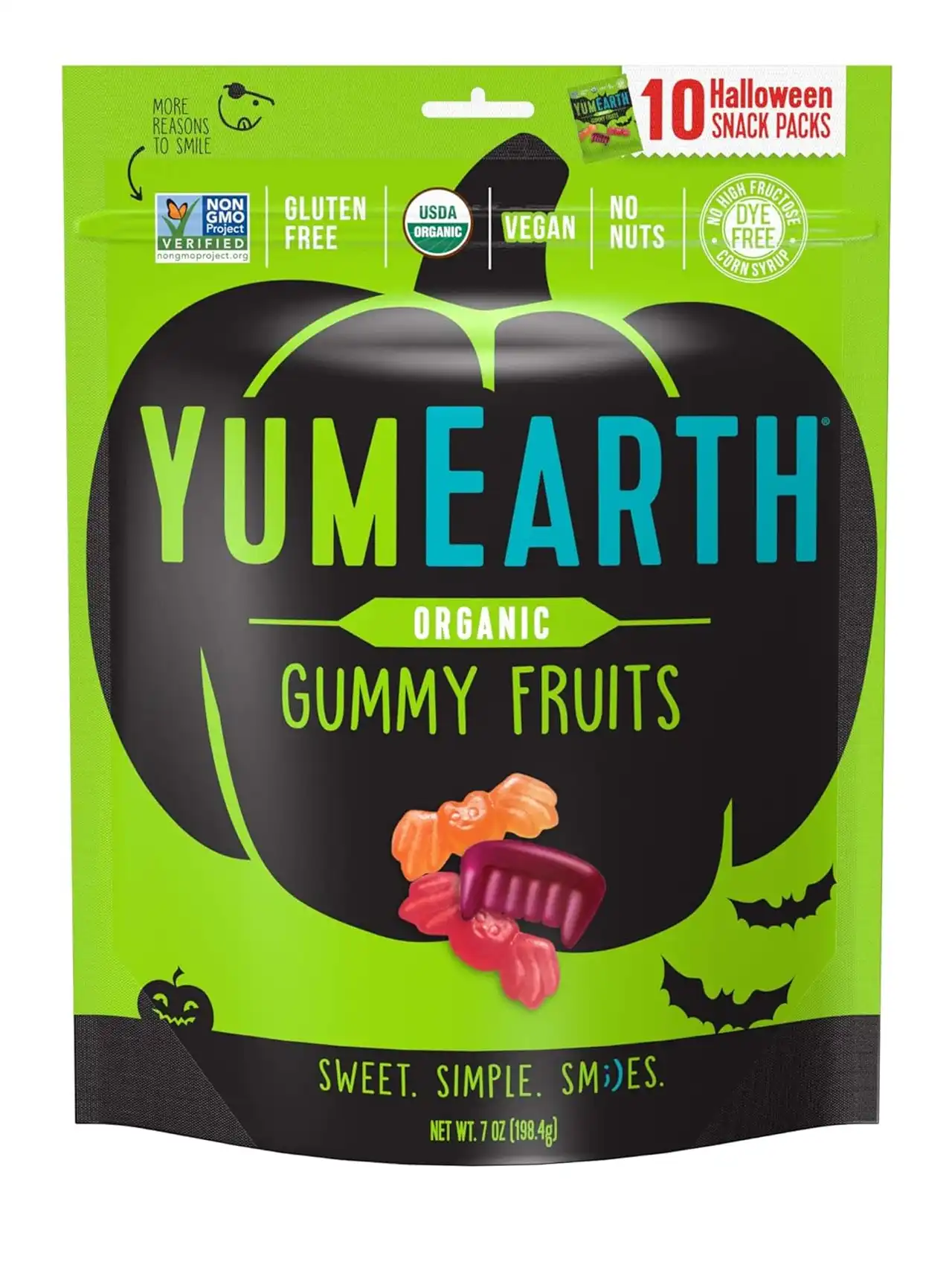 YumEarth organic gummy fruits Halloween variety pack, vegan halloween candy.