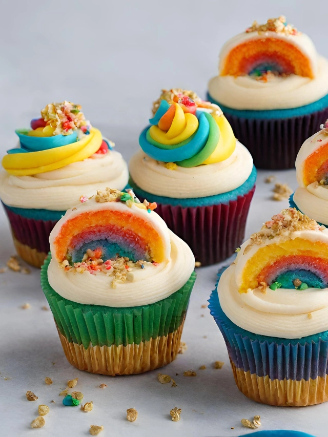 Gold-Filled Rainbow Cupcakes