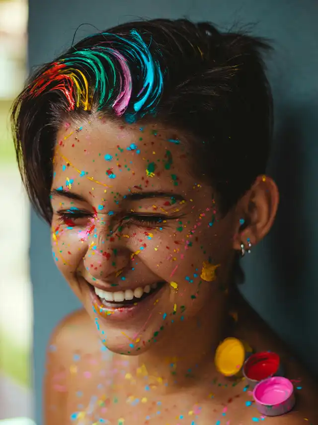 a woman with paint on her face
