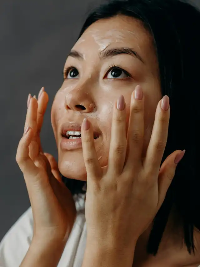 a woman with a gel on her face