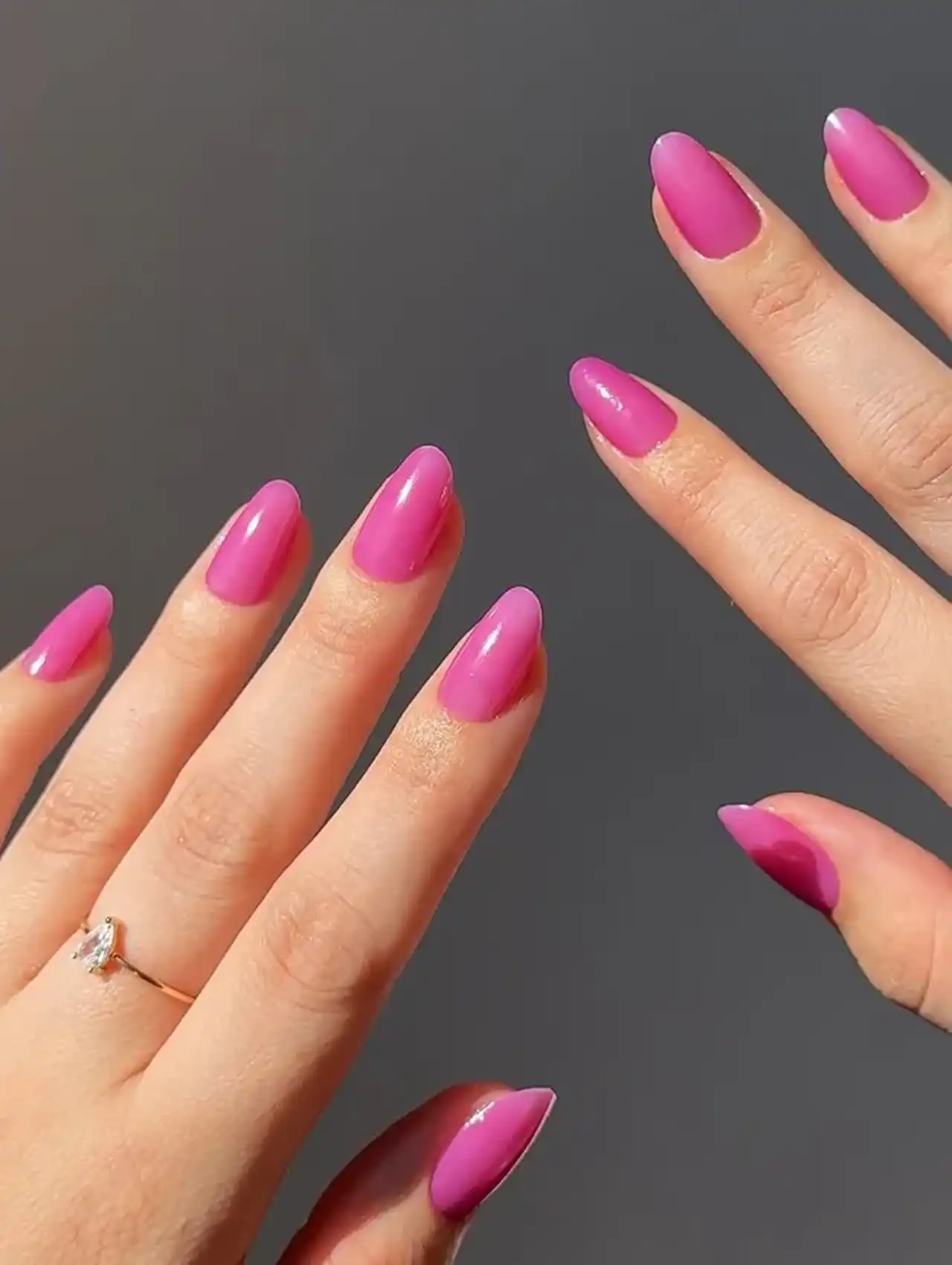 Bright hot pink jelly nails – summer nail designs