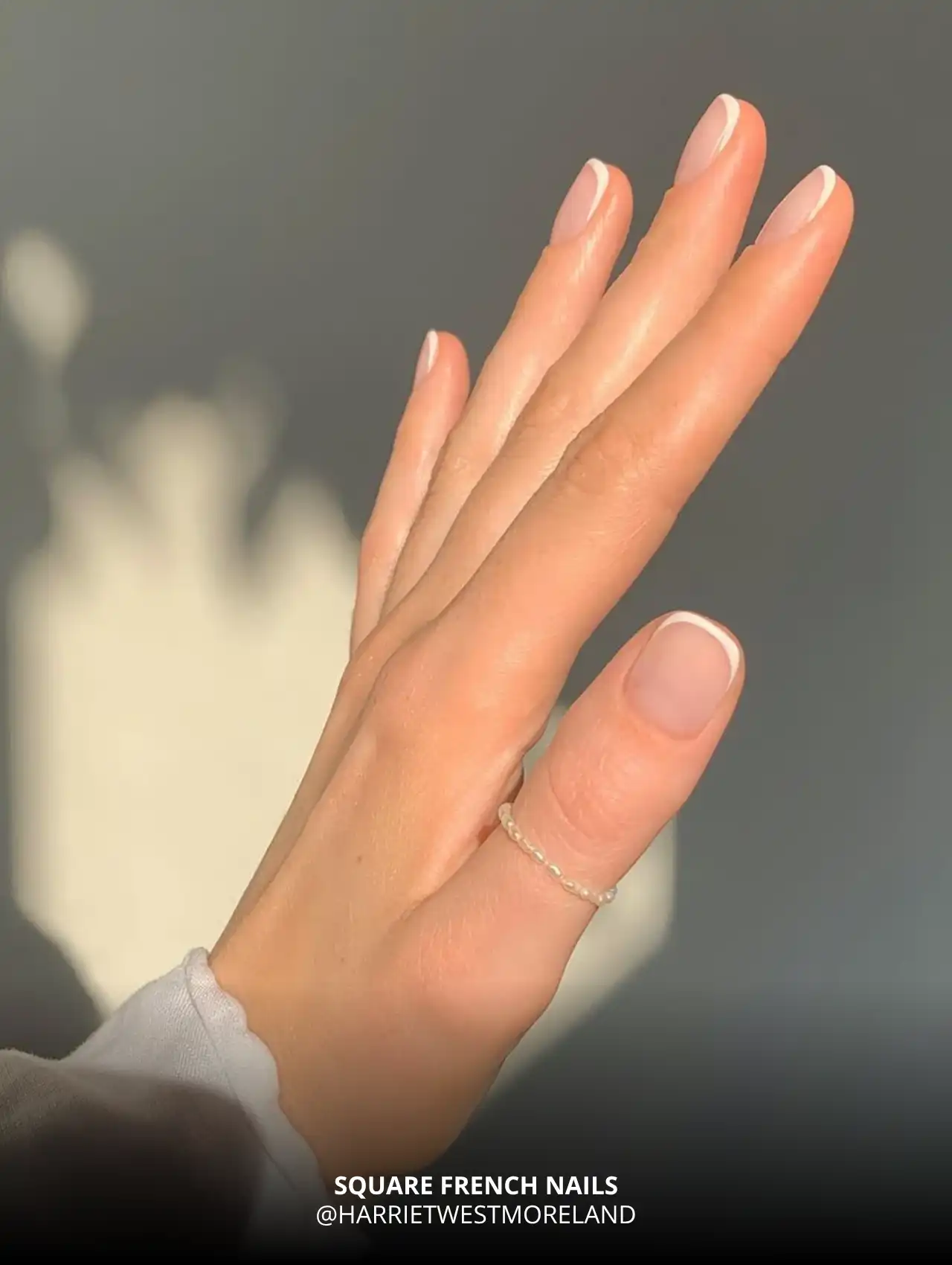 Minimalist square French fall nail design with soft white tips