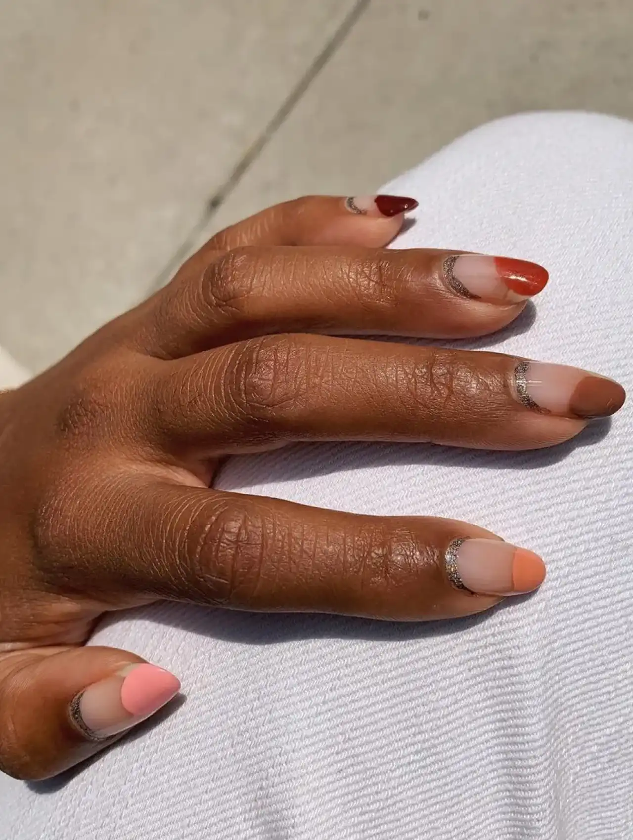 Unique abstract Thanksgiving nails in warm autumn shades
