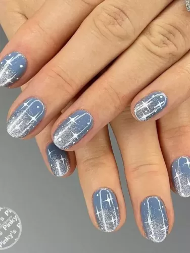 Glittering Starlight Frost Winter nails 