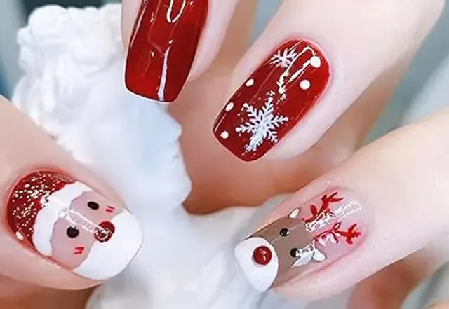 Press-On and Acrylic Christmas Nails