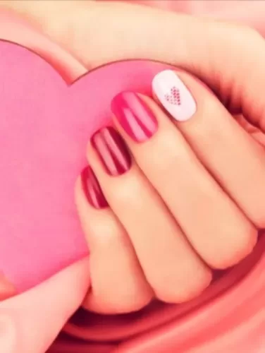 Blush Heart Symphony Valentine's Nails