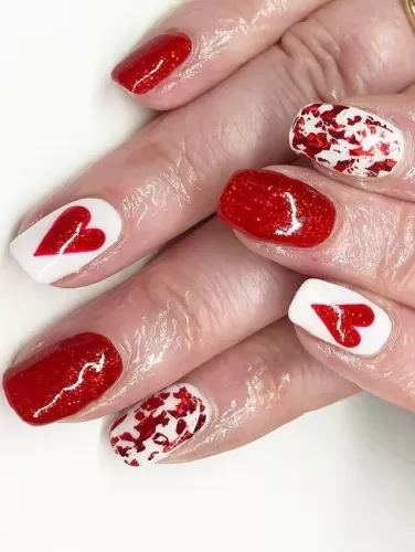 Trendy Valentines nails  Bold Red Romance