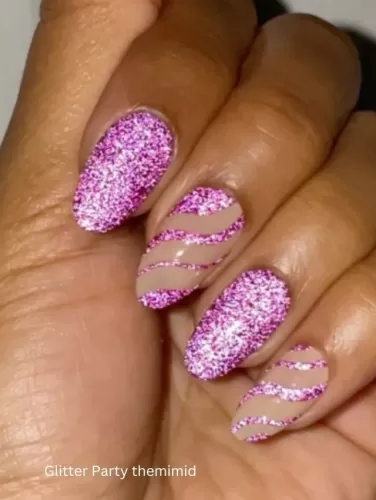 Uñas Fiesta de Brillo Rosa para Nochevieja