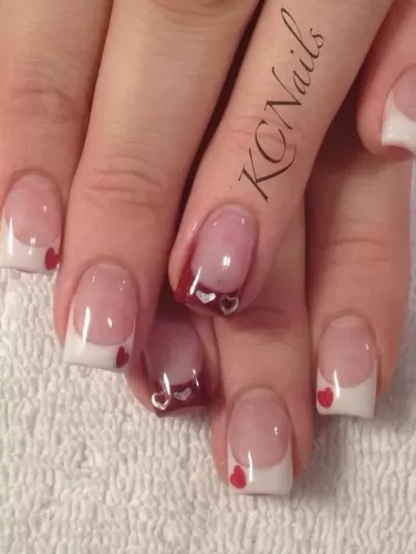 French Tips with Heart Accents