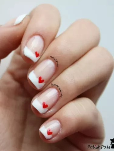 Minimalist Red Heart French Tips