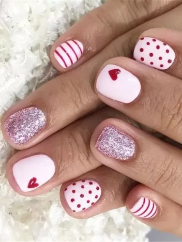 Valentines nails Romantic Playful Love Mix