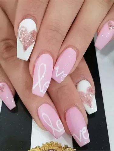 Soft Pink Love Valentine's Nails