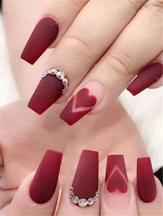 Matte Burgundy with Heart Accents