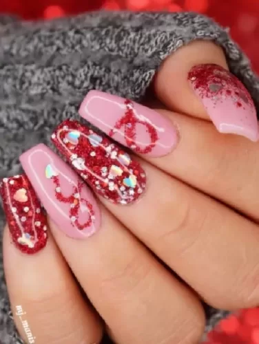 Glittery Red and Pink with Rhinestones