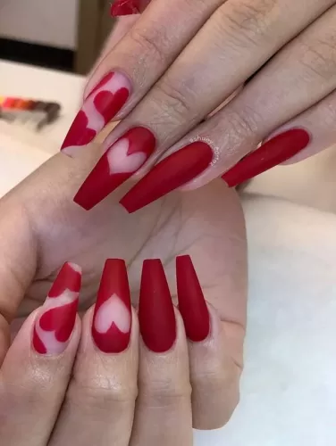 Valentines nails matte Scarlet Love Layers