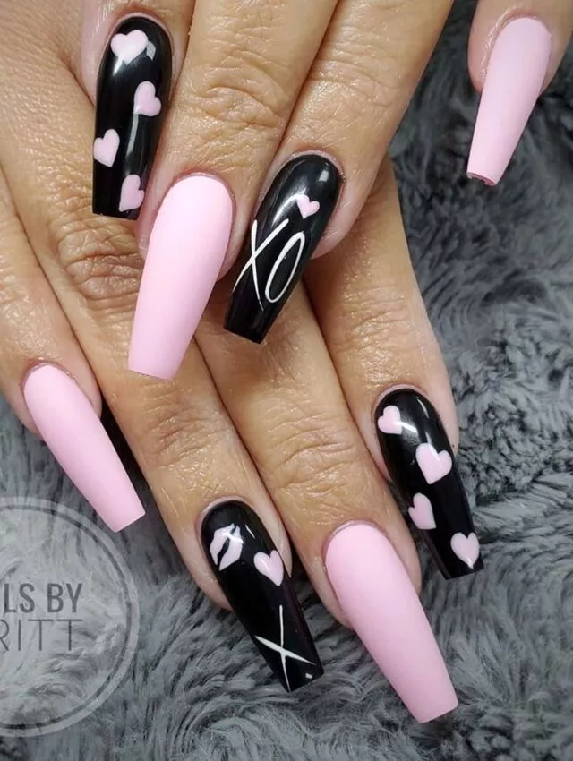 Valentines nails matte  XO Love Noir